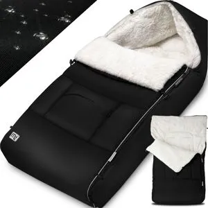monzana® Babyfußsack Schwarz gefüttert Kinderwagen geeignet