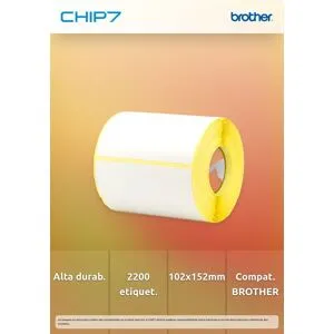 Brother Caixa de 8 rolos de etiquetas térmicas protegidas. Cada rolo contém 275 etiquetas de 102mm x 152mm
