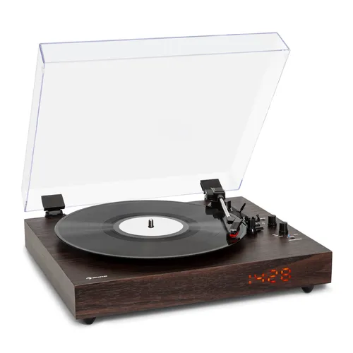 auna TT-Classic Chrono, lemezjátszó, porvédő, Bluetooth, mellékelve hangszórók, 33/45/78 fordulat/perc