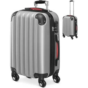 monzana® Hartschalenkoffer Rollen 360º Handgepäck Silber ABS