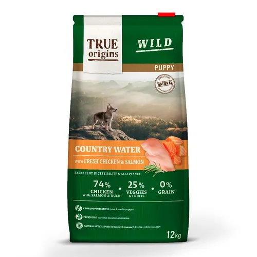 2 x 12 kg True Origins Wild Puppy Country Water Pollo y Salmón pienso ¡Pack ahorro!