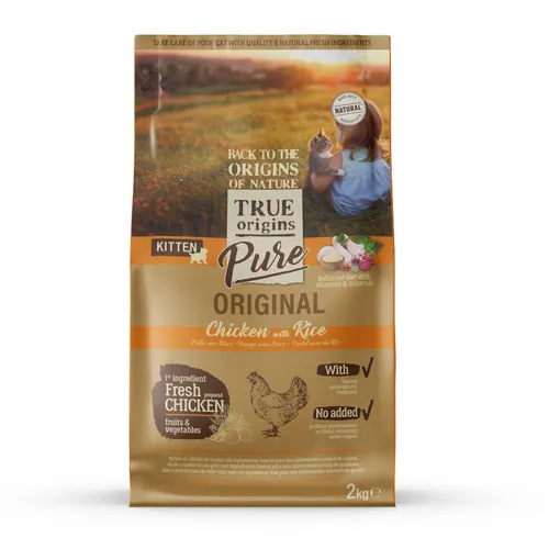 2 x 2 kg True Origins Pure Kitten Poultry Pollo pienso para gatos ¡Pack ahorro!