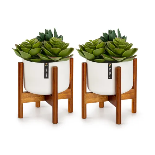 Fox & Fern Thorn Blumentopf mit Ständer 2er-Set 50er Jahre Stil