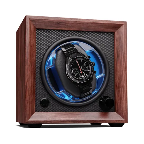 Klarstein Brienz 1 cuerda de reloj, 1 reloj, 4 modos, aspecto de madera, iluminación interior azul