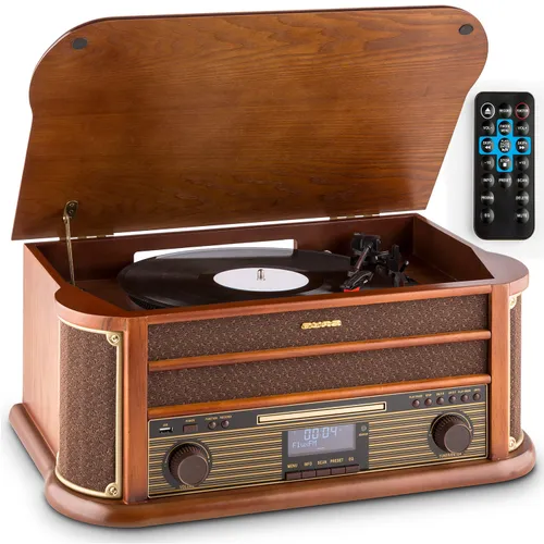 Auna Belle Epoque 1908 Equipo estéreo retro DAB Tocadiscos DAB+ Bluetooth