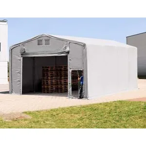 TOOLPORT 8 x 8 m tälthall - 3,0 m sidohöjd med hissport, PVC grå, utan hållfasthet säkerhetspaket - (79927)