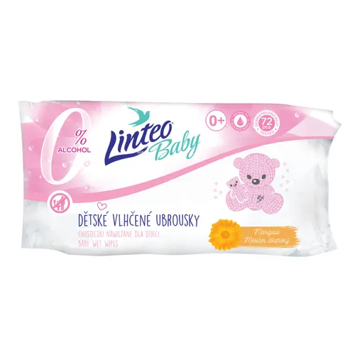 Linteo Baby Dětské vlhčené ubrousky s měsíčkem lékařským, 72 ks