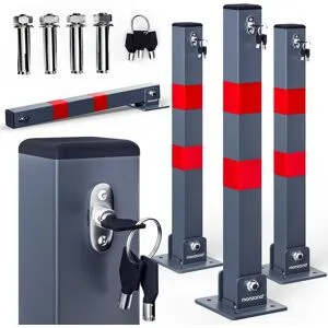 Deuba® Parkplatzsperre 4er-Set 5x5x65cm inkl Schlüssel