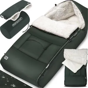 monzana® Babyfußsack Grau-Grün Kinderwagen geeignet mit Beutel