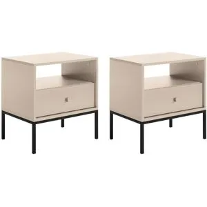 Vente-unique 2er-Set Nachttische mit 1 Schublade & 1 Ablage - Beige - BOGDAN