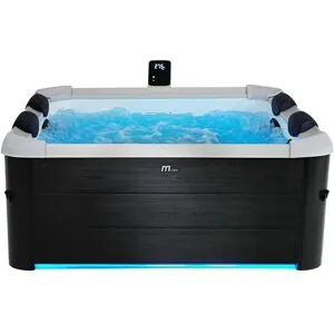 Halbfester Whirlpool für 6 Personen mit LED-Beleuchtung & Zubehör - Anthrazitgrau - 128 Düsen - 160 x 160 x 65 cm - NAPUKA von MSPA
