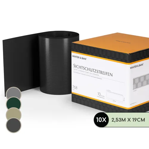 Blumfeldt Sichtschutzstreifen Zaunblenden PVC-Hartplastik 2,53 x 0,19 m