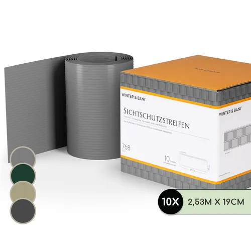 Blumfeldt Sichtschutzstreifen Zaunblenden PVC-Hartplastik 2,53 x 0,19 m