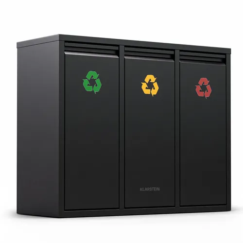 Klarstein Ordnungshüter 3 Mülleimer 45 Liter 3 Eimer Recycling Wandinstallation