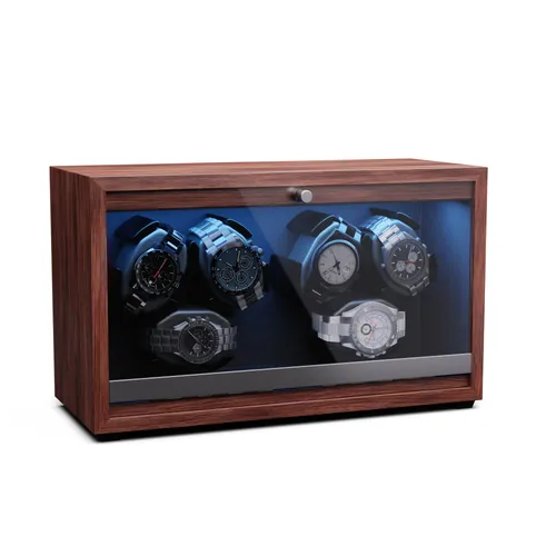 Klarstein Brienz 6 cargador de reloj, 6 relojes, 4 modos, aspecto de madera, iluminación interior azul