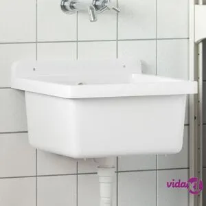 vidaXL Pesuallas seinälle valkoinen 40x40x24 cm hartsi