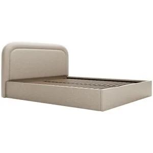 Vente-unique Bett mit Bettkasten - 140 x 190 cm - Melierter Stoff - Beige - FIREZA