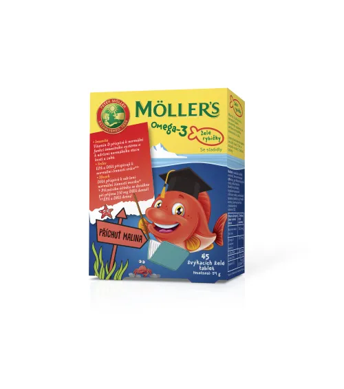 Mollers Omega 3 Želé rybičky 45 ks malinová příchuť
