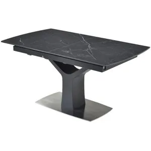 Vente-unique Esstisch ausziehbar - 6 bis 8 Personen - Keramik, Sicherheitsglas & Metall - Marmor-Optik Schwarz - COLBY von Maison Céphy
