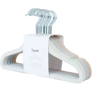 3 Sprouts Kleshenger 15 stk, Velur, Krem/grå/hasselnøtt