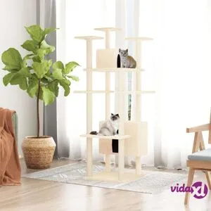 vidaXL Kissan kiipeilypuu sisal- raapimispylväillä kerma 162 cm