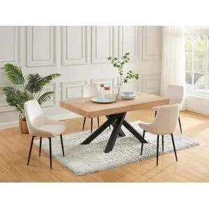 Vente-unique Table à manger extensible 6 à 10 personnes en MDF et métal - Naturel et noir - CATONAV