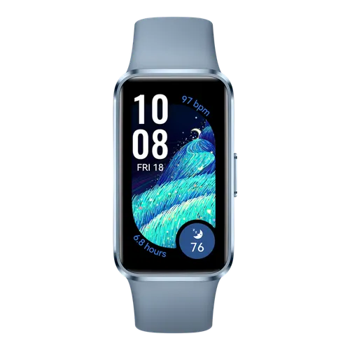 HUAWEI Band 10, Android/iOS, Blue Aluminum Alloy Body with Blue Fluoroelastomer Strap