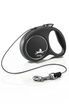 Vodítko Flexi Black Design XS lanko 3m/8kg stříbrná