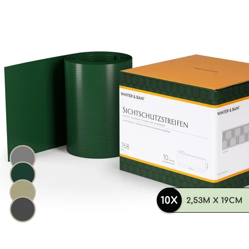 Blumfeldt Sichtschutzstreifen Zaunblenden PVC-Hartplastik 2,53 x 0,19 m