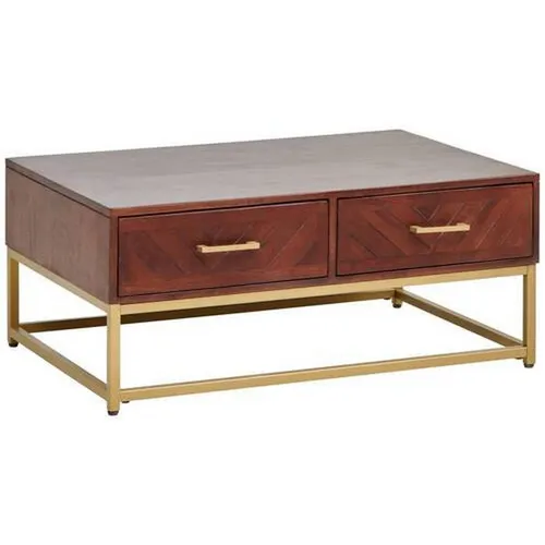 MID.YOU KONFERENČNÝ STOLÍK, zlatá, farba vlašského orecha, drevo, kov, 90/38/60 cm