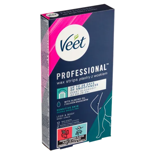 Veet Professional Voskové pásky na nohy a tělo pro citlivou pokožku 12 ks
