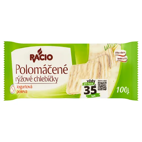 Racio Polomáčené rýžové chlebíčky jogurtová poleva 8 ks 100g