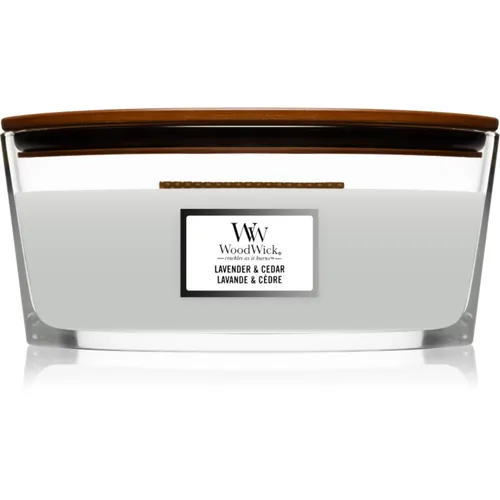Woodwick Lavender & Cedar candela profumata con stoppino in legno (hearthwick) 453.6 g