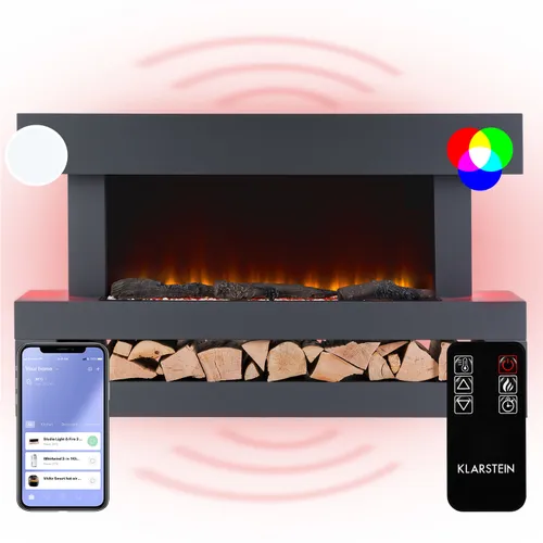 Klarstein Studio Light & Fire 3 Smart Kamin 1000/2000W MDF WiFi-Steuerung