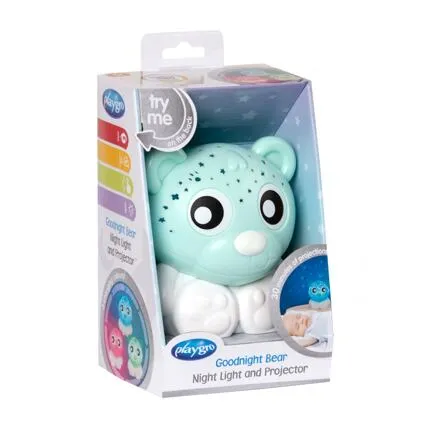 Playgro - Zaspávacia lampička medvedík s projektorom - zeleno-biely