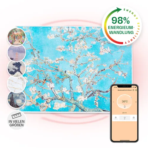 Klarstein Wonderwall Air Art Smart Infrarotheizung 80x60cm 500W Wandmontage Blüten