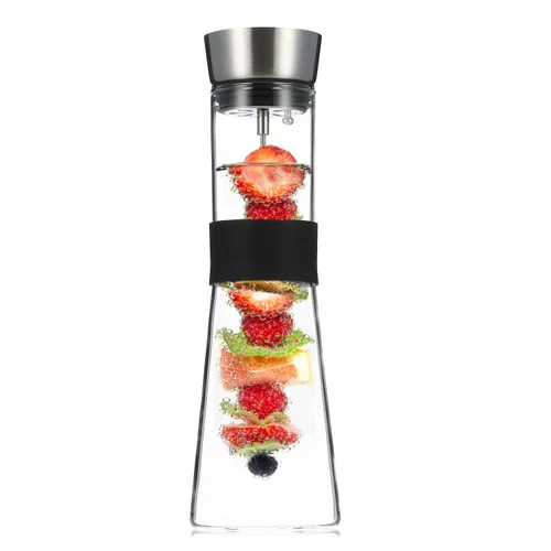 Klarstein Glaswerk Sile Karaffe 1 Liter Borosilikatglas Fruchtspieß mit Stopper
