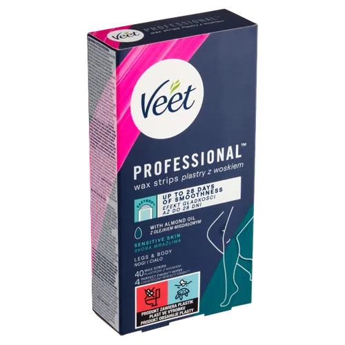 Veet Professional Voskové pásky na nohy a tělo pro citlivou pokožku 40 ks