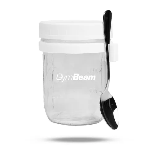 GymBeam Snídaňová sklenice White 350 ml