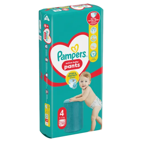 Plenkové Kalhotky Pampers Active Baby Pants, Velikost 4, 52 Plenky, 9kg-15kg