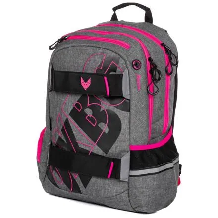 Oxybag Študentský batoh - OXY Sport GREY LINE pink