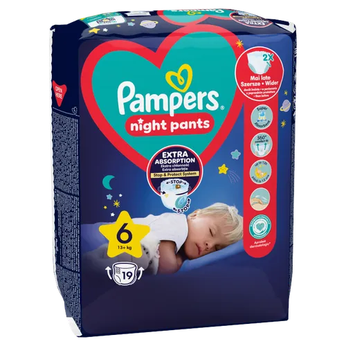 Plenkové Kalhotky Pampers Pants Night Velikost 6, 19 Kusů, 13kg+