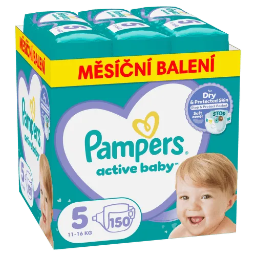 Pampers Active Baby Pleny 5 Junior 11-16kg měsíční balení 150 ks