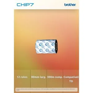 Brother Caixa com 12 Rolos de Ribbon de cera/resina standard de 80mm de largura e 300m de comprimento (Equipamentos relacionados: TD4420TN, TD4520TN, TD4650TNWB, TN4650TNWBR, TD4750TNWB, TD4750TNWBR)