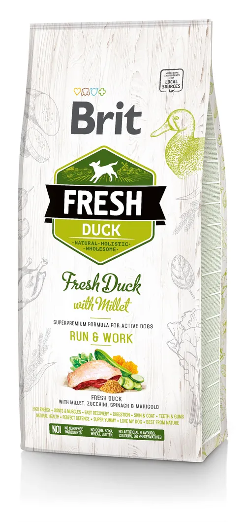 Brit Fresh Duck with Millet Adult Run & Work 2,5 kg