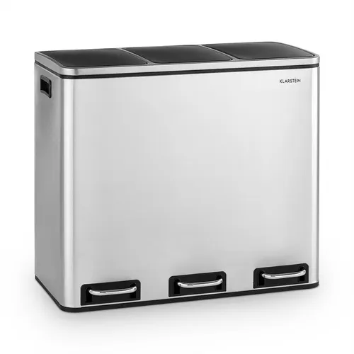 Klarstein Grandmaster Trash Treteimer 54l / 3x18L geräuschlos PP Edelstahl