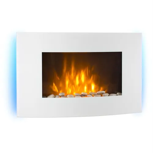 Klarstein Lausanne Elektrischer Kamin 1000 oder 2000 Watt 7 verschiedene  Hintergrundfarben aus Glas