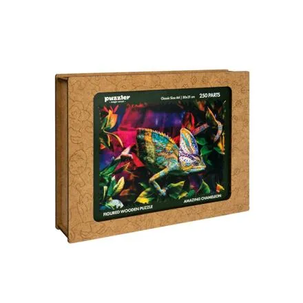 Puzzler DREVENÉ FAREBNÉ PUZZLE - Úžasný chameleón