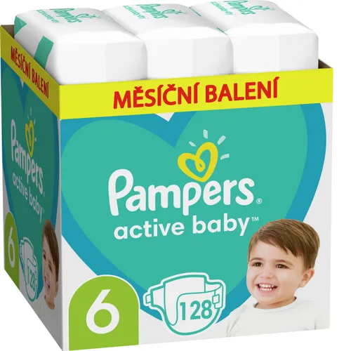 Pampers Active Baby, Velikost 6, 128 Plenky, 13kg-18kg