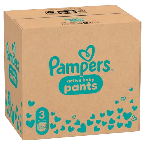 Plenkové Kalhotky Pampers Active Baby Pants, Velikost 3, 204 Plenky, 6kg-11kg